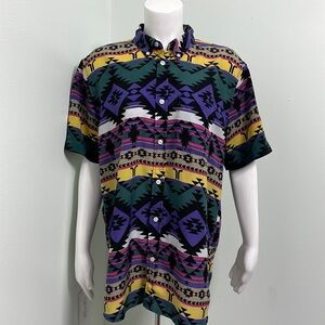 Wesc Oden Southwestern Blanket Print Collared Short-Sleeve Button-Down Shirt